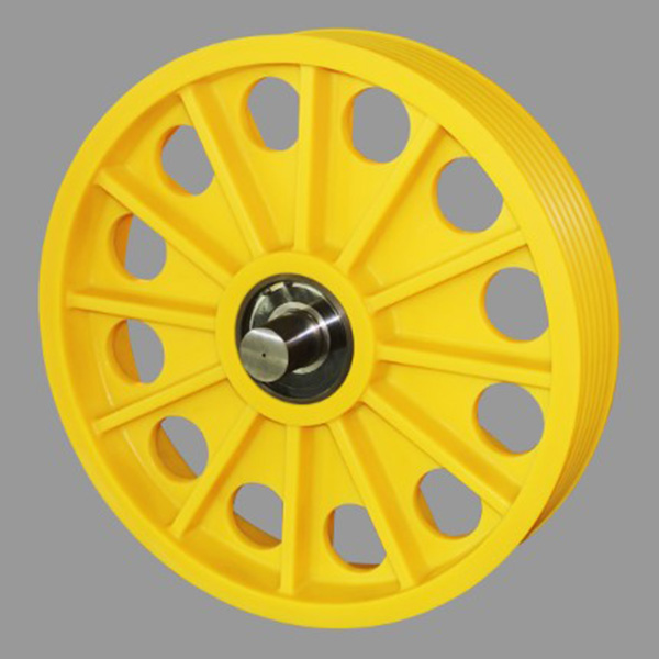 Centrifugal polymerized one-piece metal bushing nylon sheave(with 12 stiffeners with lightening holes)