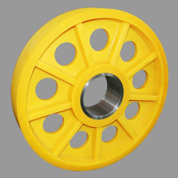 Centrifugal polymerized one-piece metal bushing nylon sheave(with 9 stiffeners with lightening holes)