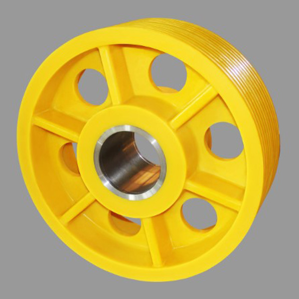 Centrifugal polymerized one-piece metal bushing nylon sheave(with 6 stiffeners with lightening holes)